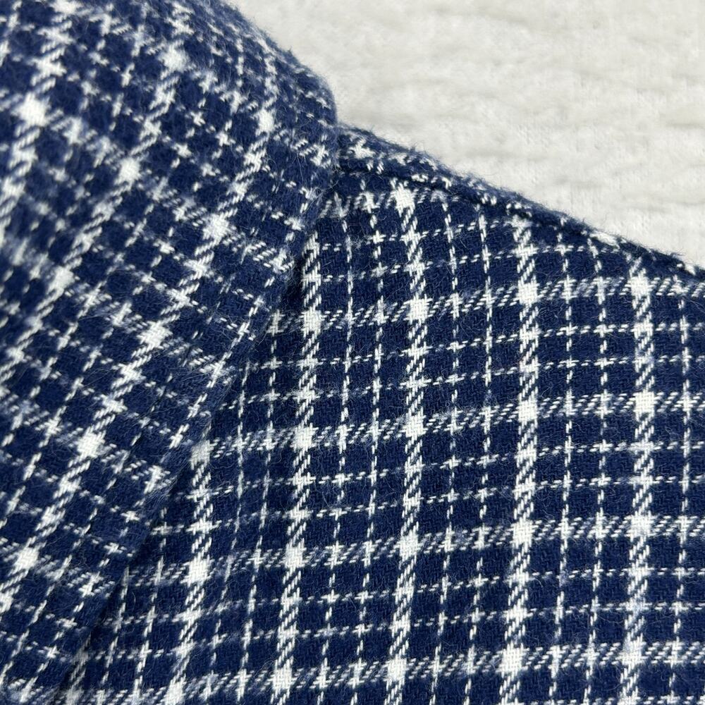 BOSTON TRADERS Shirt Mens XL Flannel Check Button Down Long Sleeve Cotton Blue